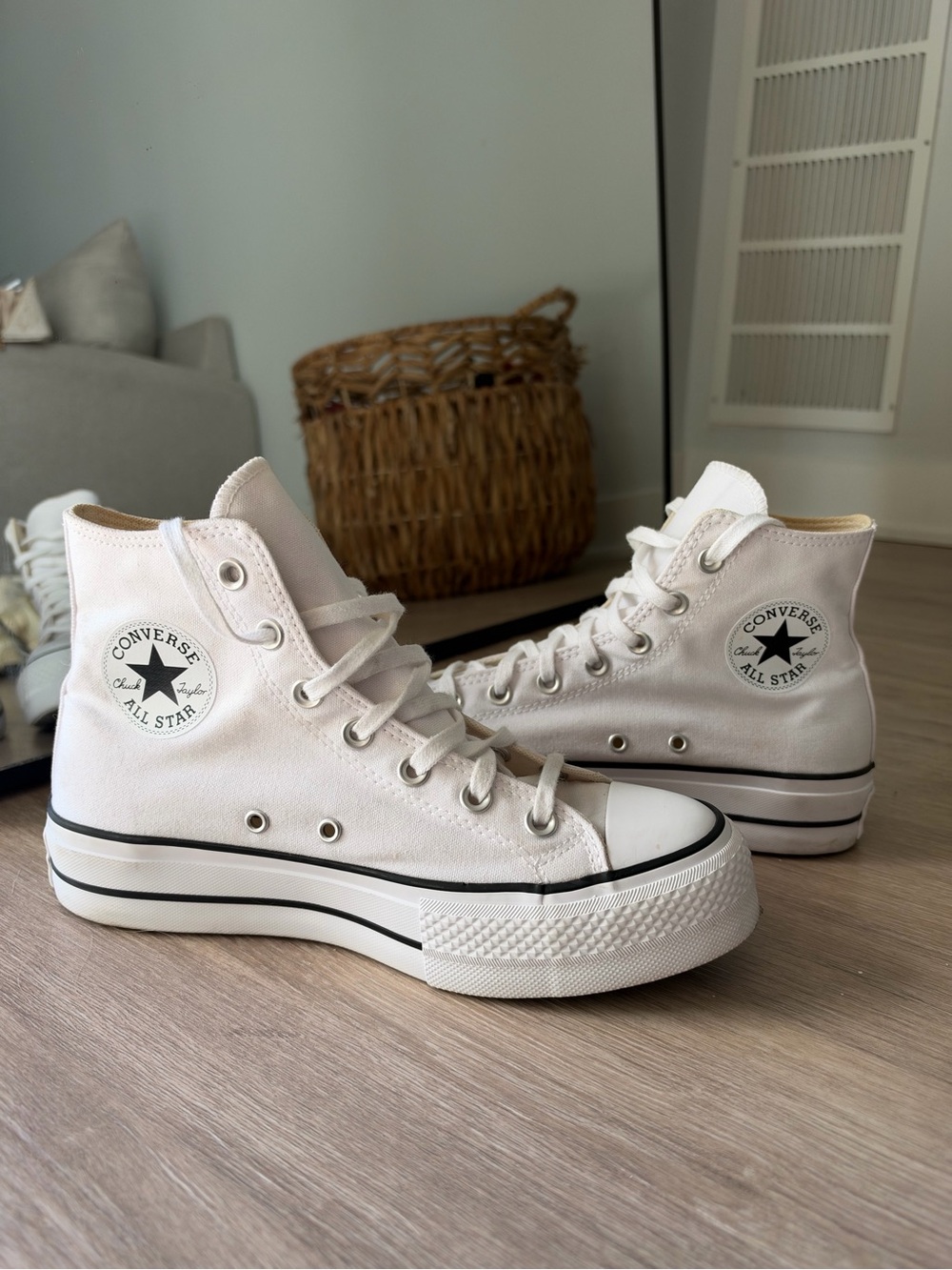Converse Platform High Top Sneakers - White with Black Trim